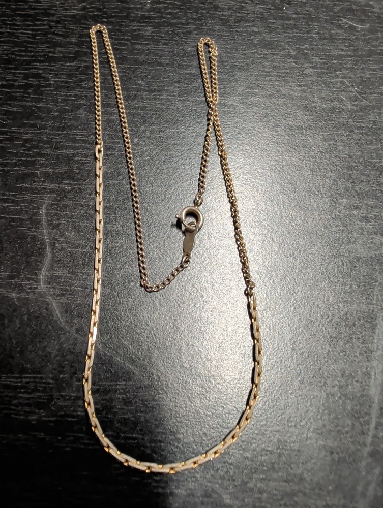 Vintage Silver Chain Necklace 16 Inch Silver Tone Signed Japan