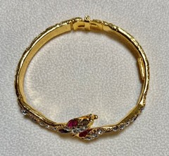 AUTHENTIC SWOBODA CUFF SNAKE BRACELET ~ AUSTRAIN CRYSTAL, GARNET, RUBY EYES!