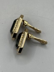 CHRISTIAN DIOR London Blue Topaz Crystal Gold Tone Vintage Clip On Earrings