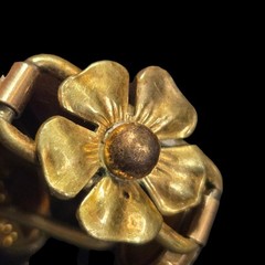 Vtg Kreisler Gold Filled Cameo Flower Link Two Tone Bracelet 1940s