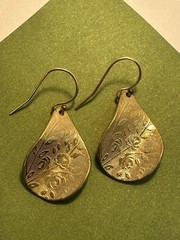 Vintage 1/20 14K Gold Filled Floral Engraved Teardrop Dangle Earrings