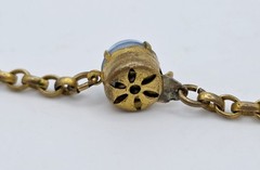 Vintage Blue Glass Pendant Necklace Moonglow Floral Statement Cabochon