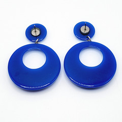 Vintage Blue Hoops Wide Bottom Retro Design Hoop Acrylic Pierced Style Earrings