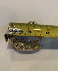Vtg Florenza Gold Tone Glass Eyes Rhinestone Jaguar Leopard Brooch Pin