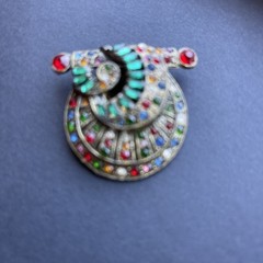 Vintage 1930s Art Deco Czech Rainbow Rhinestone Bar Brooch & Dress Clip Lot
