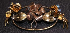 Vintage earrings stamped made in Austria and matching rose pin