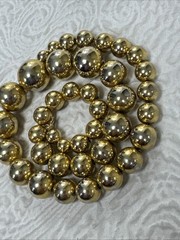Vintage Gold Tone Graduated Bead Ball Necklace Strung On Chain 19”