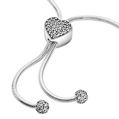 New Authentic Pandora Pave Heart Sliding Bracelet