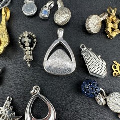 Vintage to Now Crystal Rhinestone Pendant Charm Lot of 28 Silver Gold Tone Mix