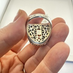 Sarda Sterling Silver Ring Melon Quartz Pebbled Sz 9 JTV Caviar Bali 925