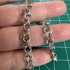 Vintage RCI 14k White Gold Double Circle Link Charm Bracelet 7.3” 5.7mm Turkey