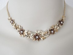 Attwood & Sawyer Collier Necklace Vintage Enamel Rhinestone Gold 39 cm