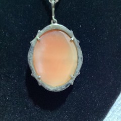 Antique Cameo Necklace 800 Silver Frame With Marcasite Stones Missing One Stone