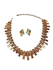 Vintage Renoir Copper Peter Pan Necklace Earrings Set MCM Modernist Signed 1950s