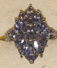 Tanzanite Cluster Ring size 5 never worn inside retailers original gift box