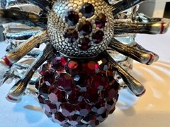 VINTAGE RUNWAY RAISED SPIDER RUBY STONES SILVER BANGLE BRACELET FREE SHIPPING