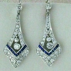 Art Deco Style Lab Created Diamond Engagement Wedding 14K White Gold FN Earring