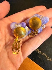 Vintage Purple chunky necklace set earrings Japan NOS excellent 1950s Retro