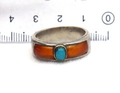6.610 Grams 925 Sterling Silver Ring Natural Turquoise & Agate Gem US SZ 9.25