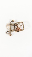 Vintage Gold Filled Dangle Flower Brooch Pin Signed JMS