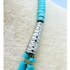Turquoise & Sponge Coral Necklace, Double Strand, 925 Clasp, 1990s–2000s