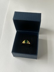Vintage Green Cubic Zirconia Ring Gold Plated Womens Size 7.5