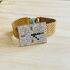 VTG Sonia Demaria Italy Bracelet Wristwatch Chunky rhinestone LDeMaria Couture