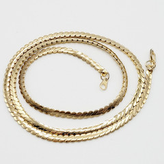 Serpentine Style Shiny Gold Tone Chain Necklace Womens Mens Vintage 24 inch