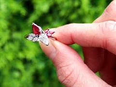 Vintage 1.41Ct Ruby and 1.07Ct Diamond, 18k White Gold Dress Ring Circa 1980