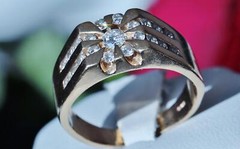 14k yellow gold 1.15ct natural diamond starburst ring sz: 10.5 vintage 10.3g
