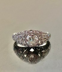 Art Deco Vintage Style Lab Created Diamond Weeding Ring In 14k White Gold Finish