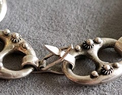 Vintage Etruscan 800 Silver Charm Bracelet With Fob Charms Ornate 7.5″ Coral