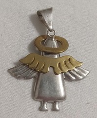 BEAUTIFUL Large Sterling Silver ANGEL Necklace, Solid 16″ Inch Chain Italy 925