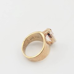 Vtg Sz 6 Ring ESPO Lg Oval Cubic Zirconia 14KGE Gold Electroplated Jewelry