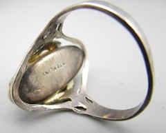 DELICATE ART NOUVEAU ERA STERLING SILVER ABALONE BLISTER PEARL RING SZ 8.25