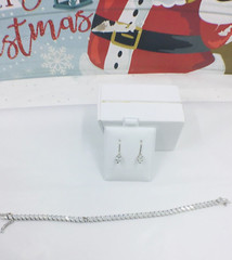 Vintage JJJ 925 Silver Korea DQ CZ Tennis Bracelet & Zirconia Drop Earrings Set