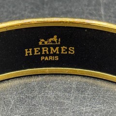 Vintage Hermes Enamel Bangle Bracelet Women GM Gold Multi Circus Horse Vintage