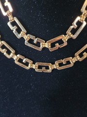 Lot Of 2 Vintage Givenchy Signed Gold Tone G Link Necklaces 16″ 18″
