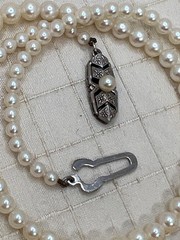 Vintage Mikimoto Pearl Necklace Silver Clasp 16″ Made in Japan