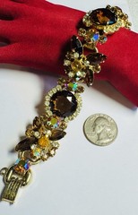 JULIANA D&E 5 Link BRACELET GOLD TONE TOPAZ & AB RHINESTONE VINTAGE