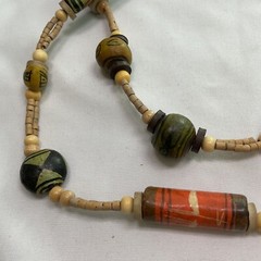 African Necklace Safari Animals Ceramic Painted Wood Bead Necklace 16”