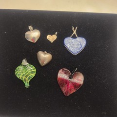 Vintage Heart Pendant Lot Mixed Materials And Styles