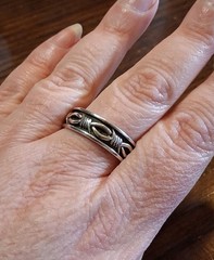 Vintage Sterling Barbed Wire 7.5MM WIDE Band Ring Size 13.5 6grams See Pics/Desc