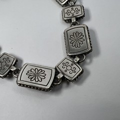 Vintage Brighton Water Lily White Black Flower Retired Silver Bracelet