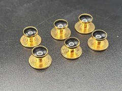 #0286 – Vintage Set of 6 Gold Tone Black Cabochon Button Covers Formal Dress…