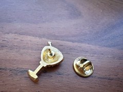 Vintage Lot of 2 Bar Pins Mini Top Hat & cocktail Pins rhinestones black enamel