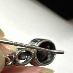 LUC 925 Garnet Bezel Set Earrings Sterling Dangle Drop Vintage 24mm Long