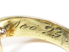 Victorian Old Mine Diamond 1880’s Enamel Engagement Ring 18KY Size 6.25 UK-M