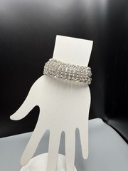 Weiss Rhinestone Bracelet Vintage Wide Dome 6 Row Large 7.75” Long 1 In Wide