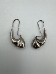 Vintage Sterling Silver 925 Abstract Ribbed Dangle 40.77mm Earrings 5.2g